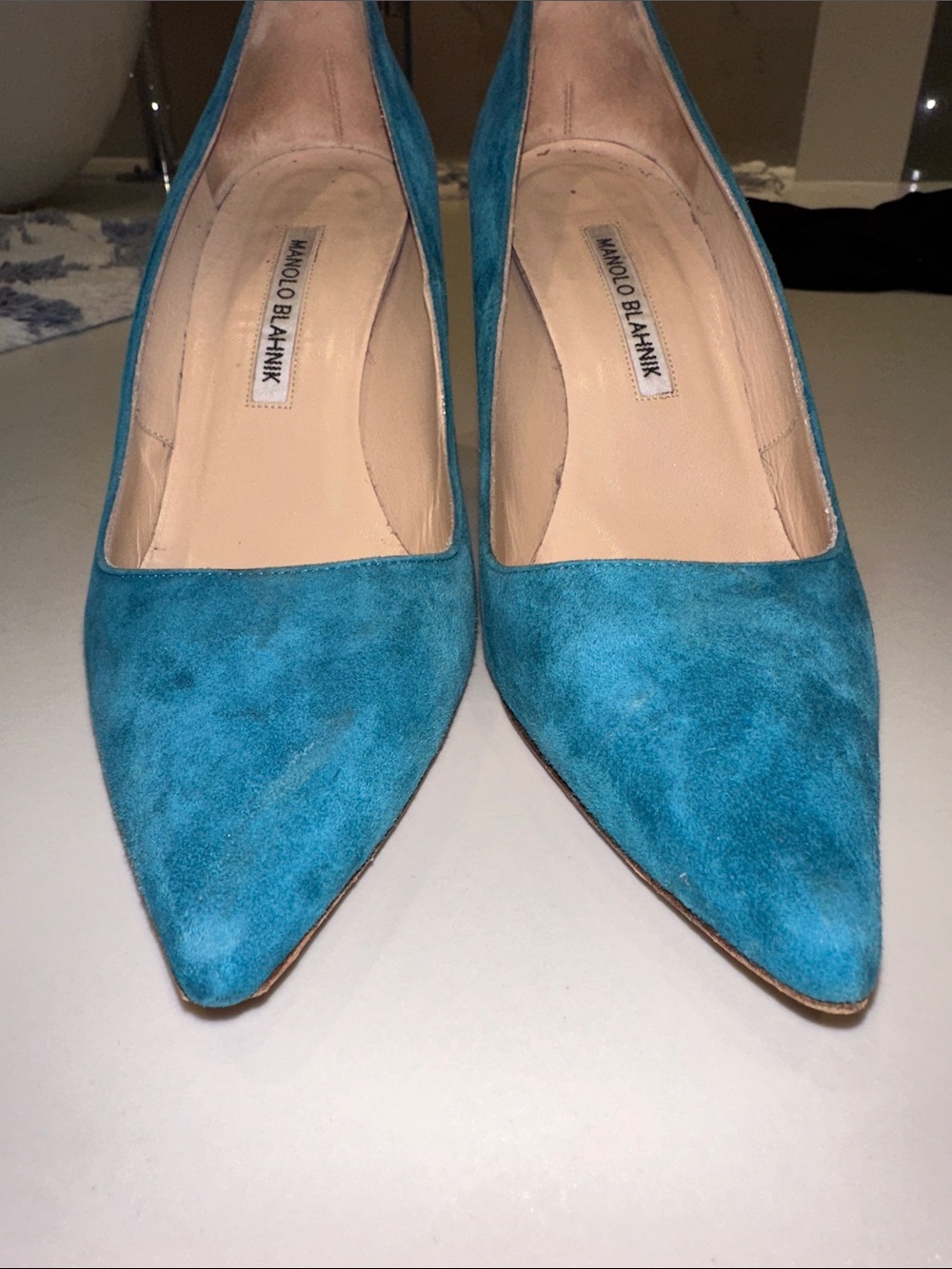 Manolo Blahnik BB Teal Pumps 38.5 - Picture 6 of 10
